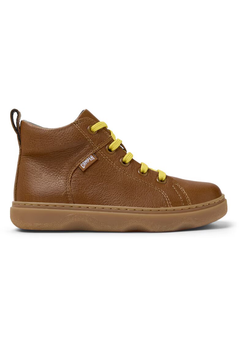 Camper Кожени спортни обувки Kiddo 8519 с висок профил - Канелено кафяво/Сламеножълт