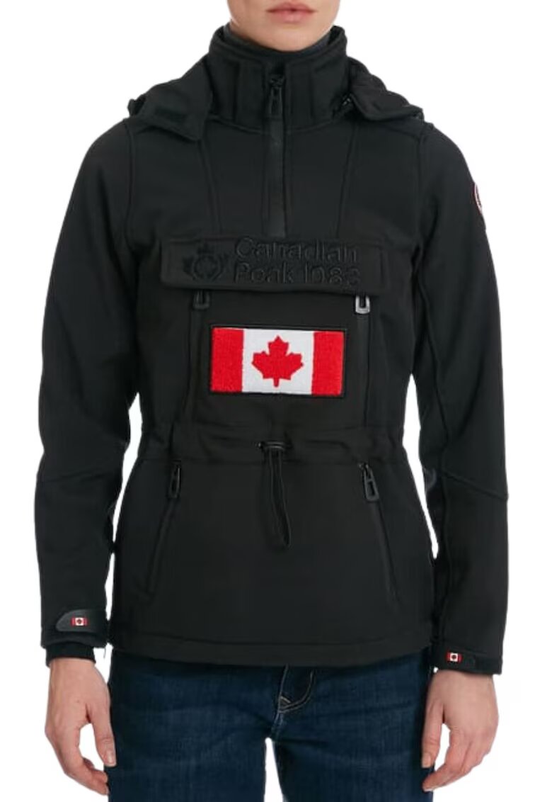 Canadian Peak Дамско софтшел яке Toka - полиестер/еластан - черно - водоустойчиво - със сваляща се качулка -