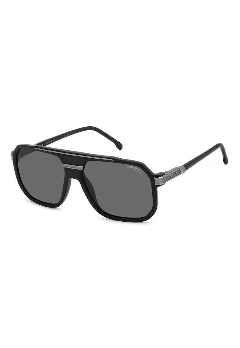 Carrera Правоъгълни слънчеви очила Aviator с лого - Черен/Сребрист