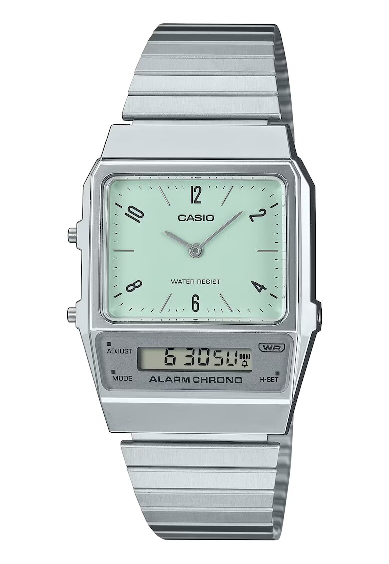 Casio Часовник AQ-800E-3AEF - дамски - зелен циферблат - смесен аналогов и цифров - неръждаема стомана - водоустойчив до 100m