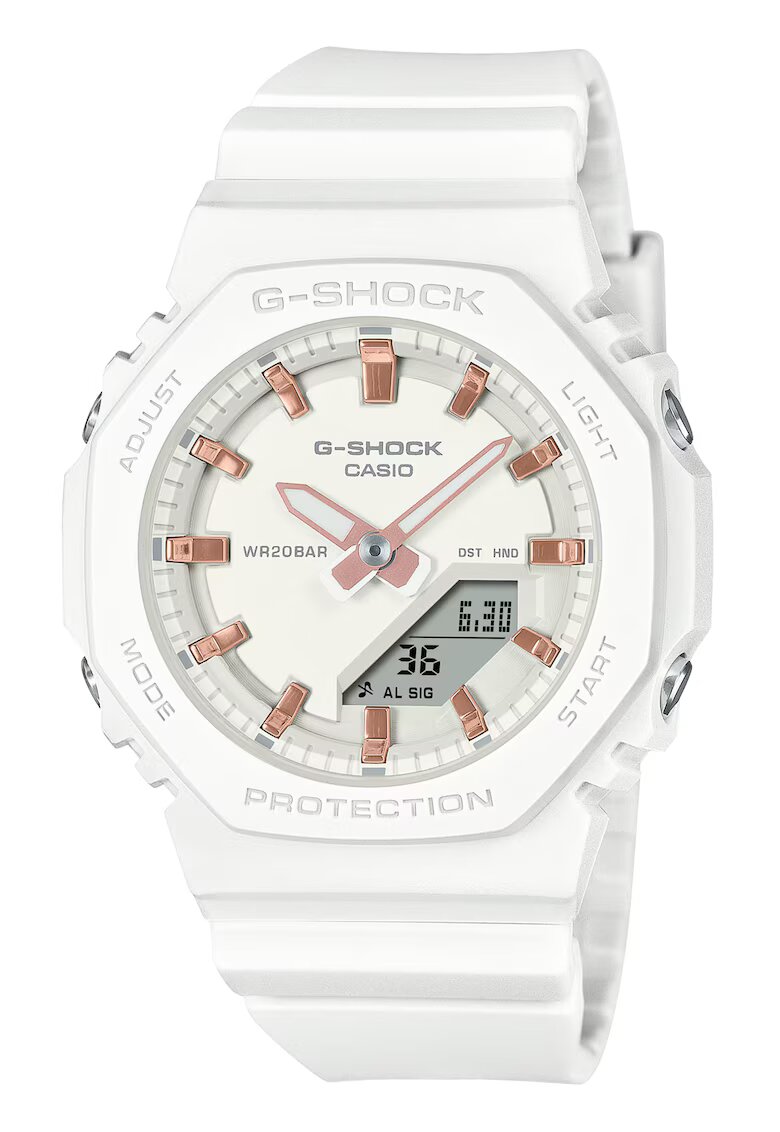 Casio Часовник G-Shock за жени GMA-P2100M-7AER - аналогово-цифров - бял - 46x40.2x11.2mm
