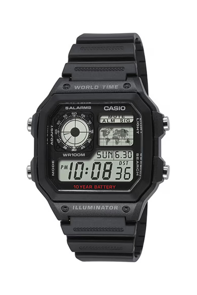 Casio Часовник с каишка от смола Черен