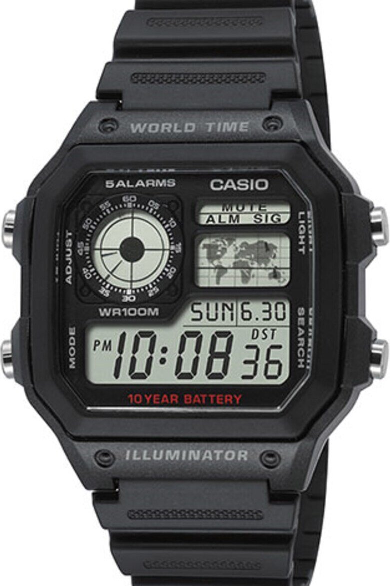 Casio Часовник с каишка от смола Черен