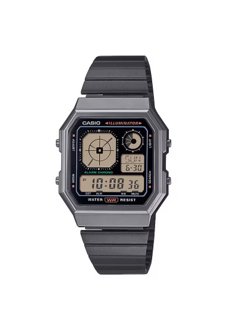 Casio Часовник Vintage A130WEGG-1AEF - многоцветен - 34мм - черна верижка от неръждаема стомана - водоустойчив 10 ATM