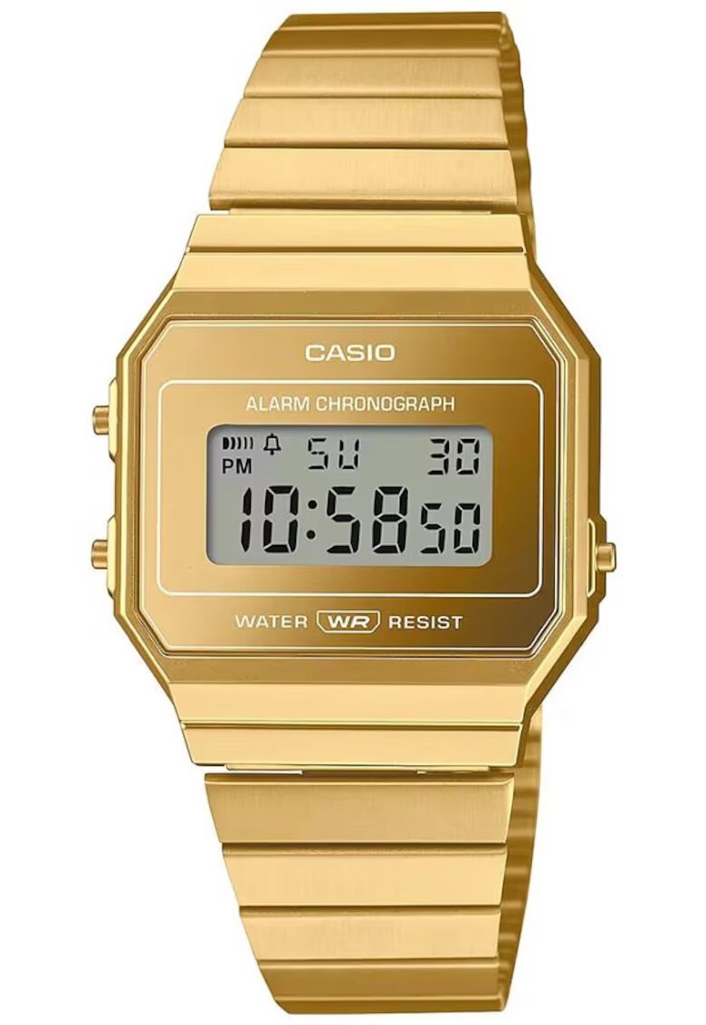 Casio Часовник Vintage Iconic A700WEVG-9AEF - унисекс - златист - с аларма и автоматичен календар