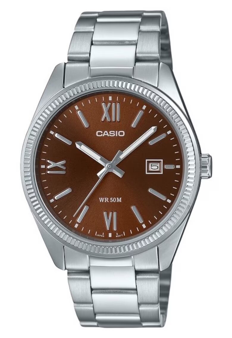 Casio Мъжки часовник Standard - аналогов дисплей - светещ - дата - 50M водоустойчив - кафяв циферблат - 38.5x9.2мм