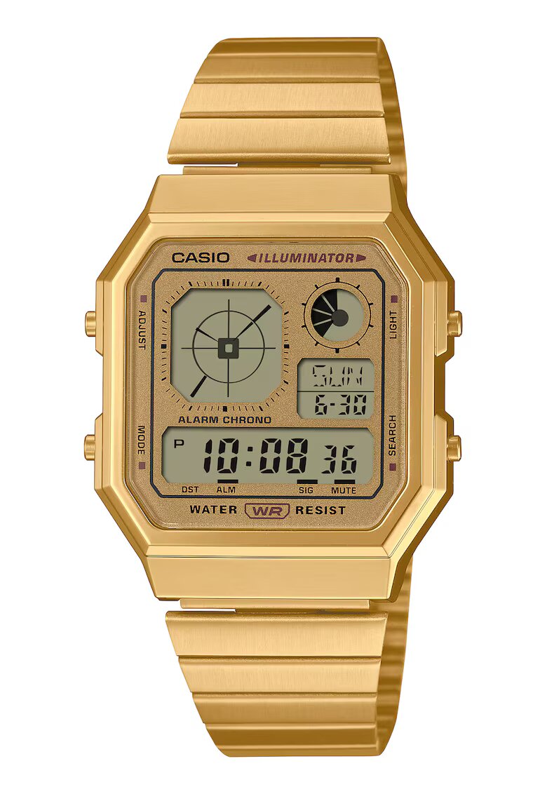Casio Мъжки часовник Vintage A130WEG-9AEF - златист - резинов корпус - водоустойчив до 30м