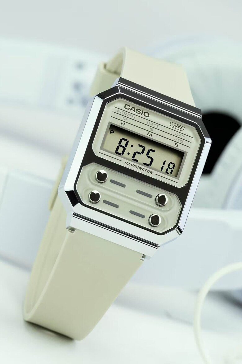 Casio Унисекс часовник с каишка от смола Бледозелен