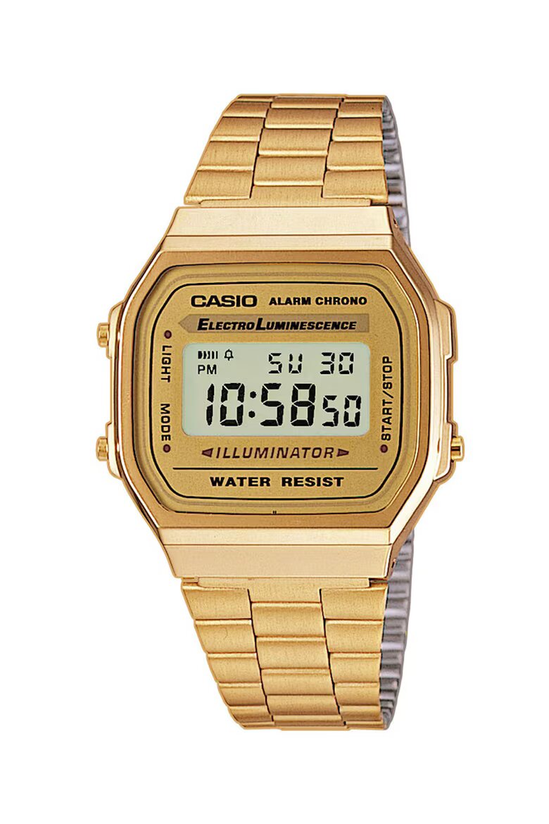 Casio Унисекс цифров часовник с иноксова верижка Златист