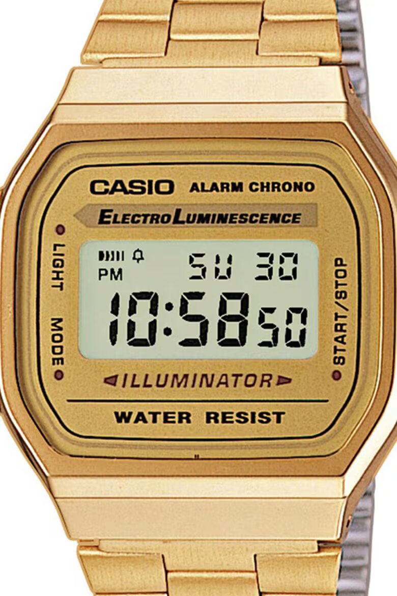 Casio Унисекс цифров часовник с иноксова верижка Златист
