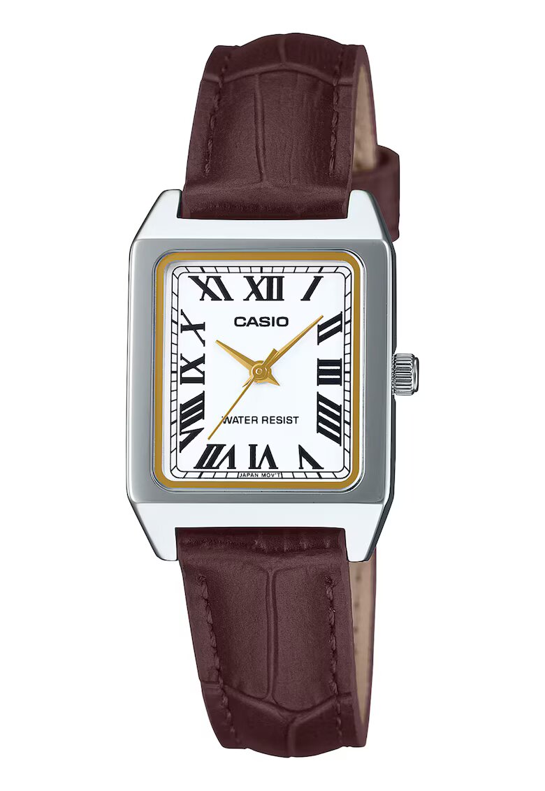 Casio Женски аналогов часовник модел LTP-B150L-7B2EF - сребрист метален корпус - кафява кожена каишка - 30м водоустойчивост