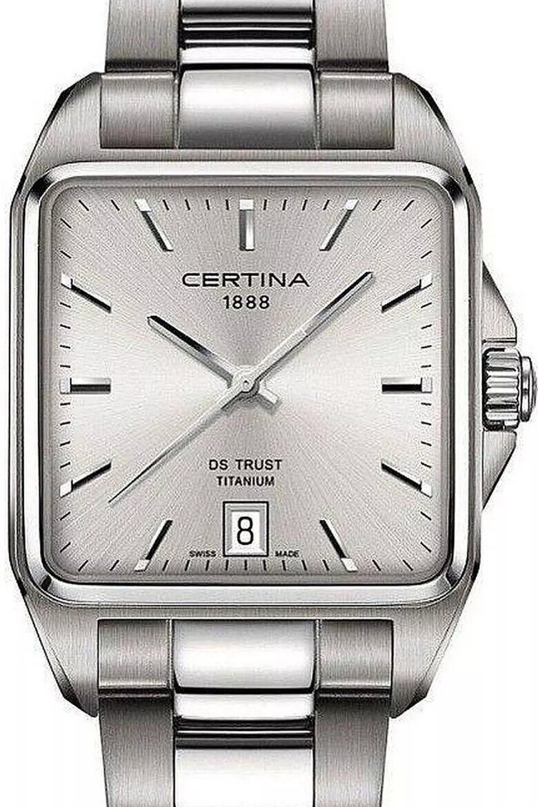 Certina Унисекс титаниев часовник с квадратен циферблат