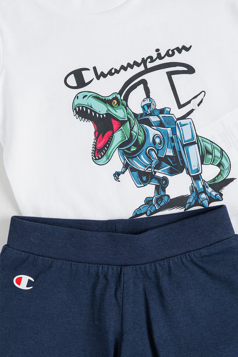 Champion Тениска и къс панталон с лого Бял/Тъмносин