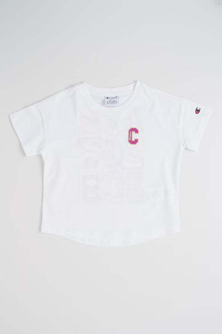 Champion Тениска с флорална шарка на гърба Бял/Виолетов