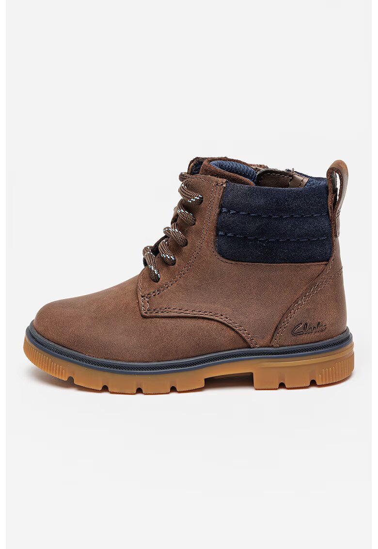 Clarks Боти Lorcam от кожа и велур - Тъмносин/Тъмнокафяв/Карамел