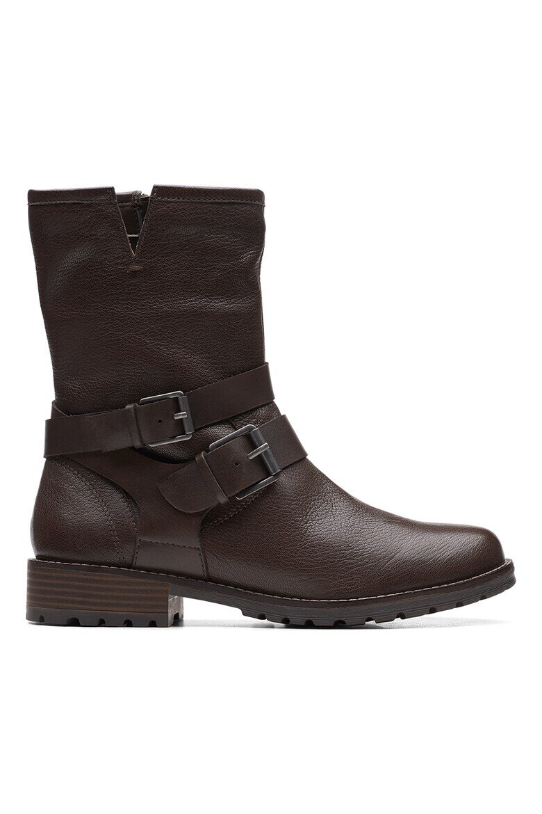 Clarks Боти Well от велур и кожа Тъмнокафяв