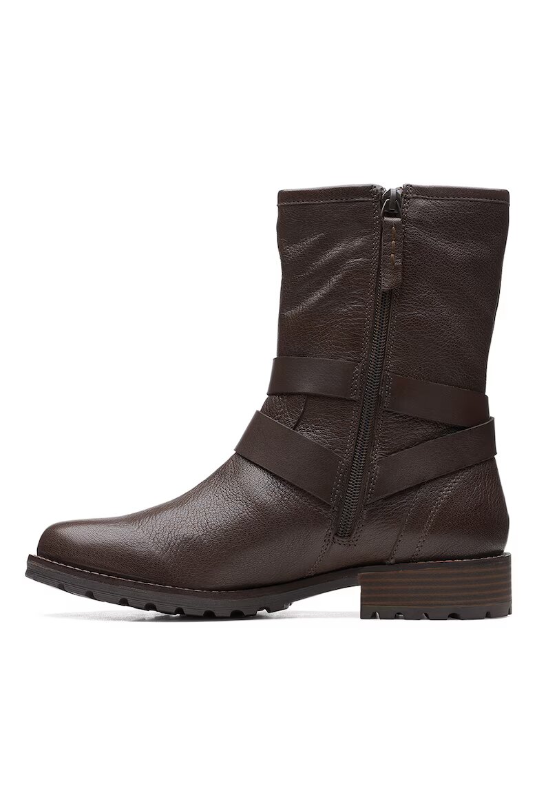 Clarks Боти Well от велур и кожа Тъмнокафяв