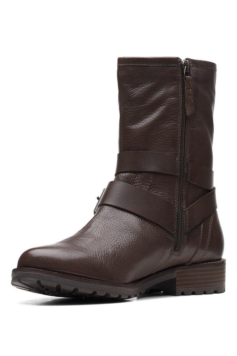 Clarks Боти Well от велур и кожа Тъмнокафяв