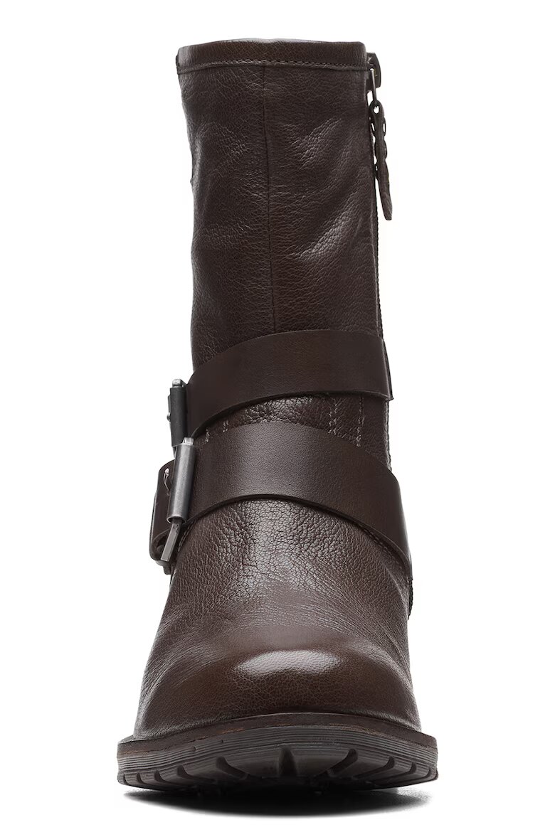 Clarks Боти Well от велур и кожа Тъмнокафяв