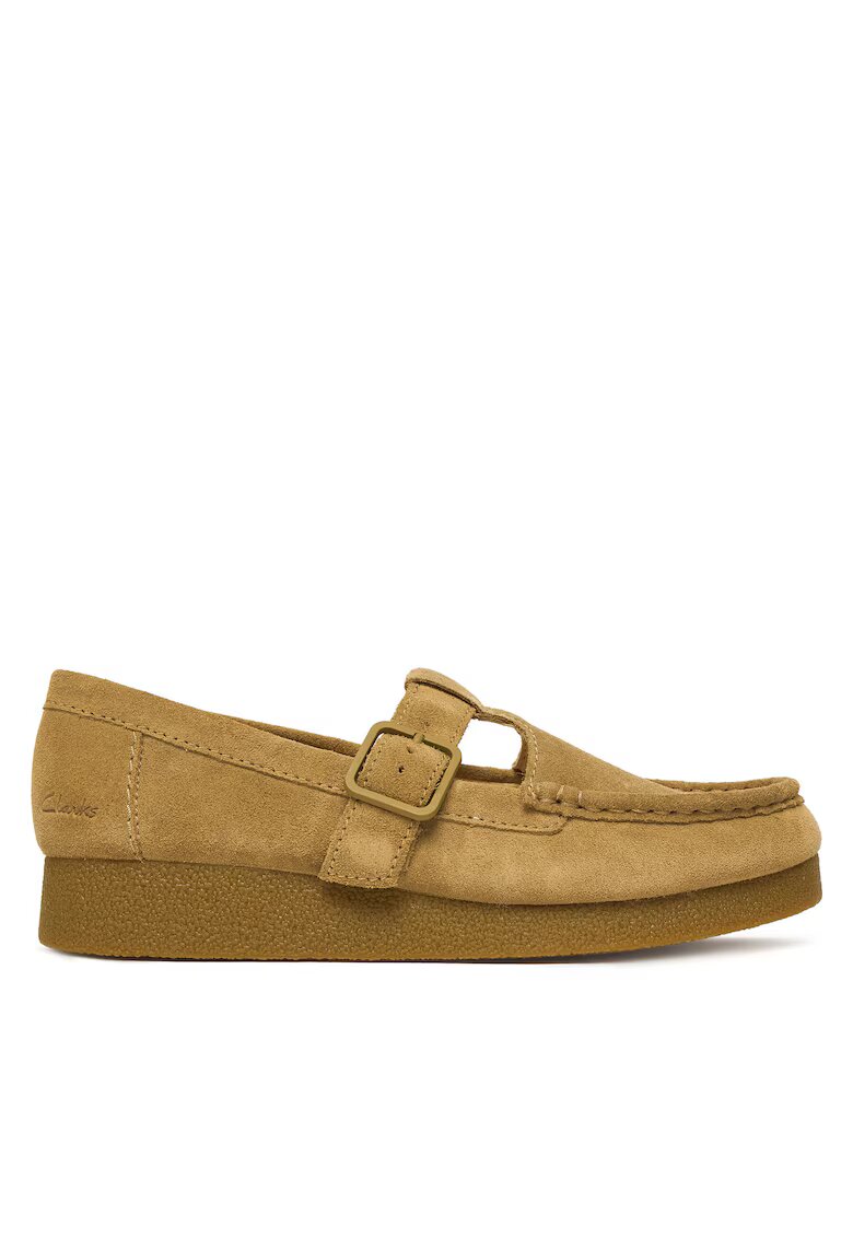 Clarks Дамски мокасини тъмно пясъчен велур - естествена кожа - модел WallabeeEVOBar 26183