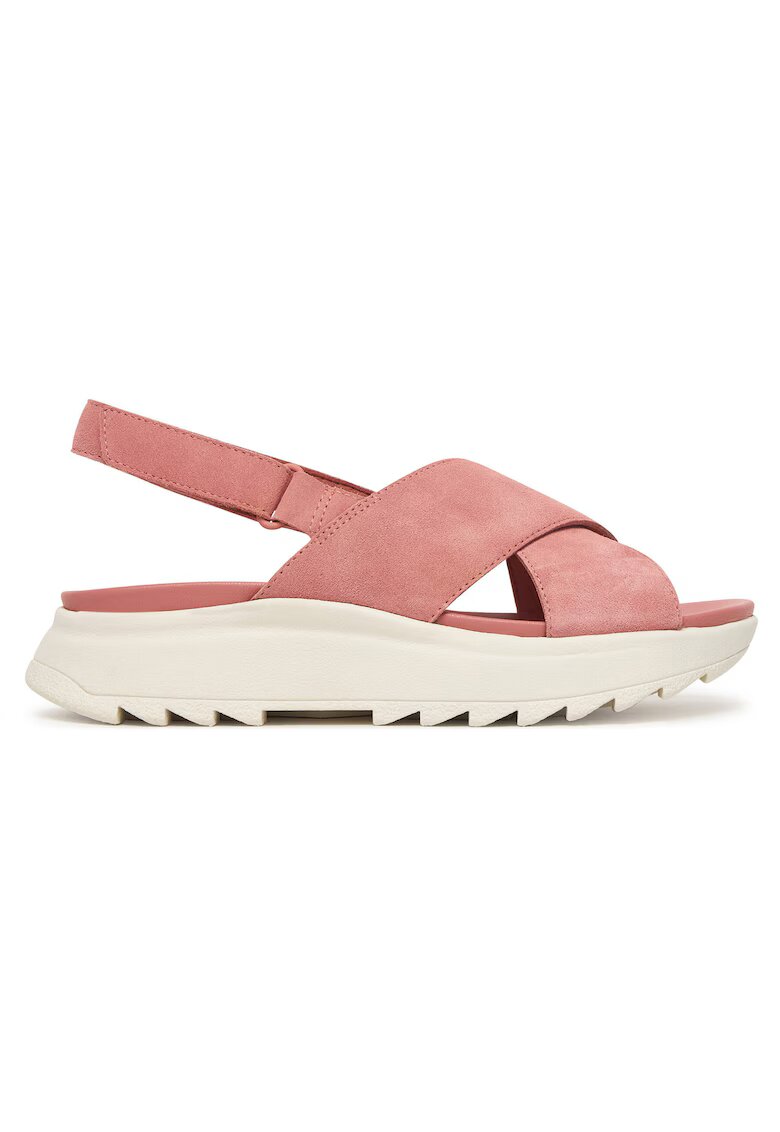 Clarks Дамски сандали - естествена кожа - розов - система за закопчаване Velcro