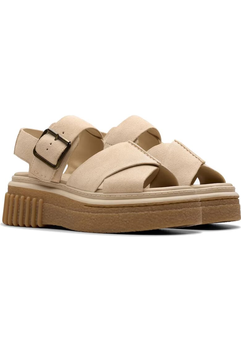 Clarks Дамски сандали на платформа - велур