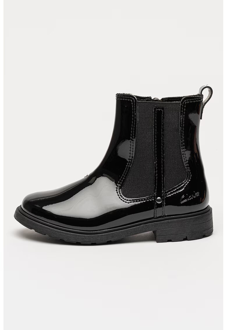 Clarks Кожени боти Astrol Chelsea с цип - Избеляло черно