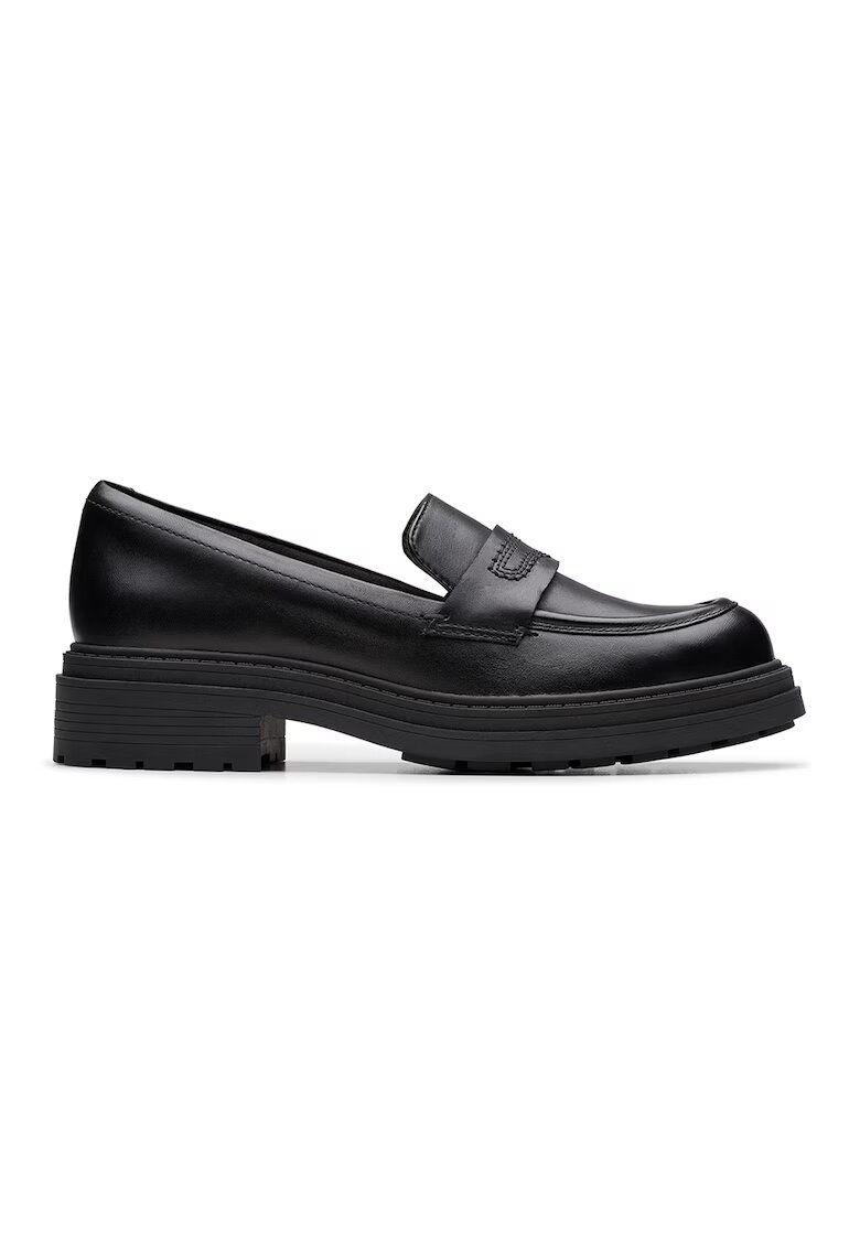 Clarks Кожени лачени мокасини - Избеляло черно