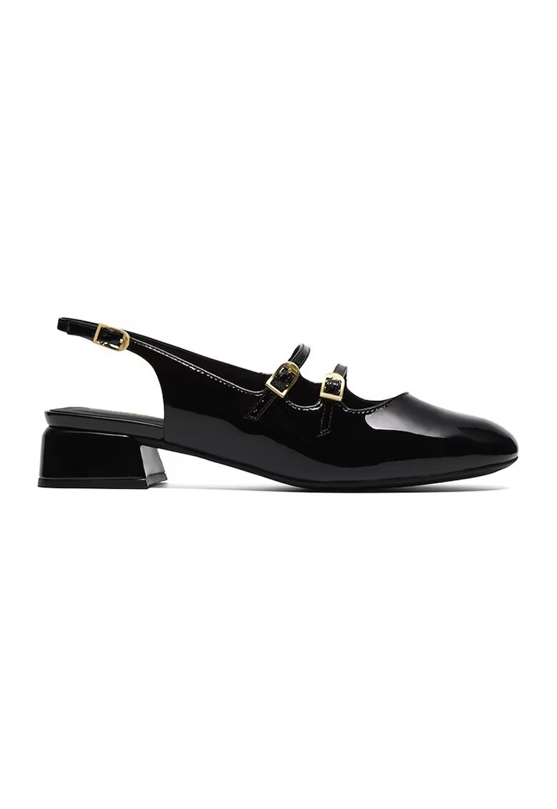 Clarks Кожени лачени пантофки Daiss тип Mary Janes с отворена пета - Черен