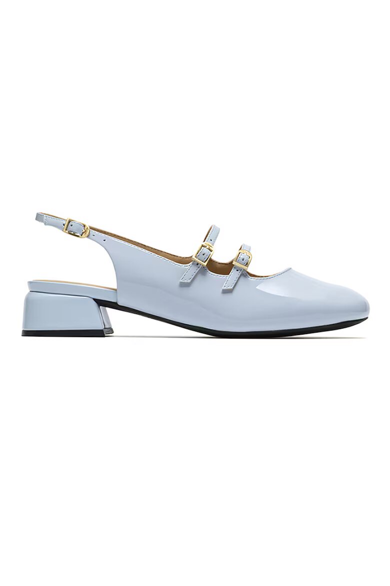 Clarks Кожени лачени пантофки Daiss тип Mary Janes с отворена пета Небесносин