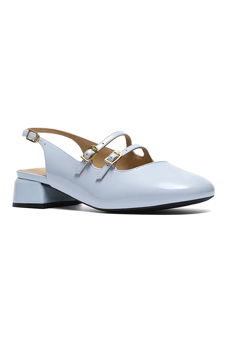 Clarks Кожени лачени пантофки Daiss тип Mary Janes с отворена пета Небесносин