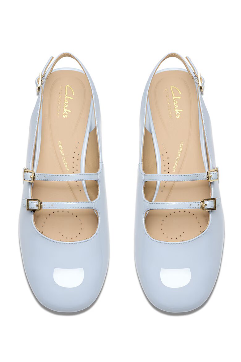 Clarks Кожени лачени пантофки Daiss тип Mary Janes с отворена пета Небесносин