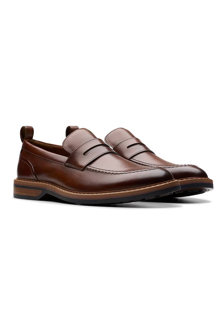 Clarks Кожени мокасини Aldwin Step Коняк кафяв