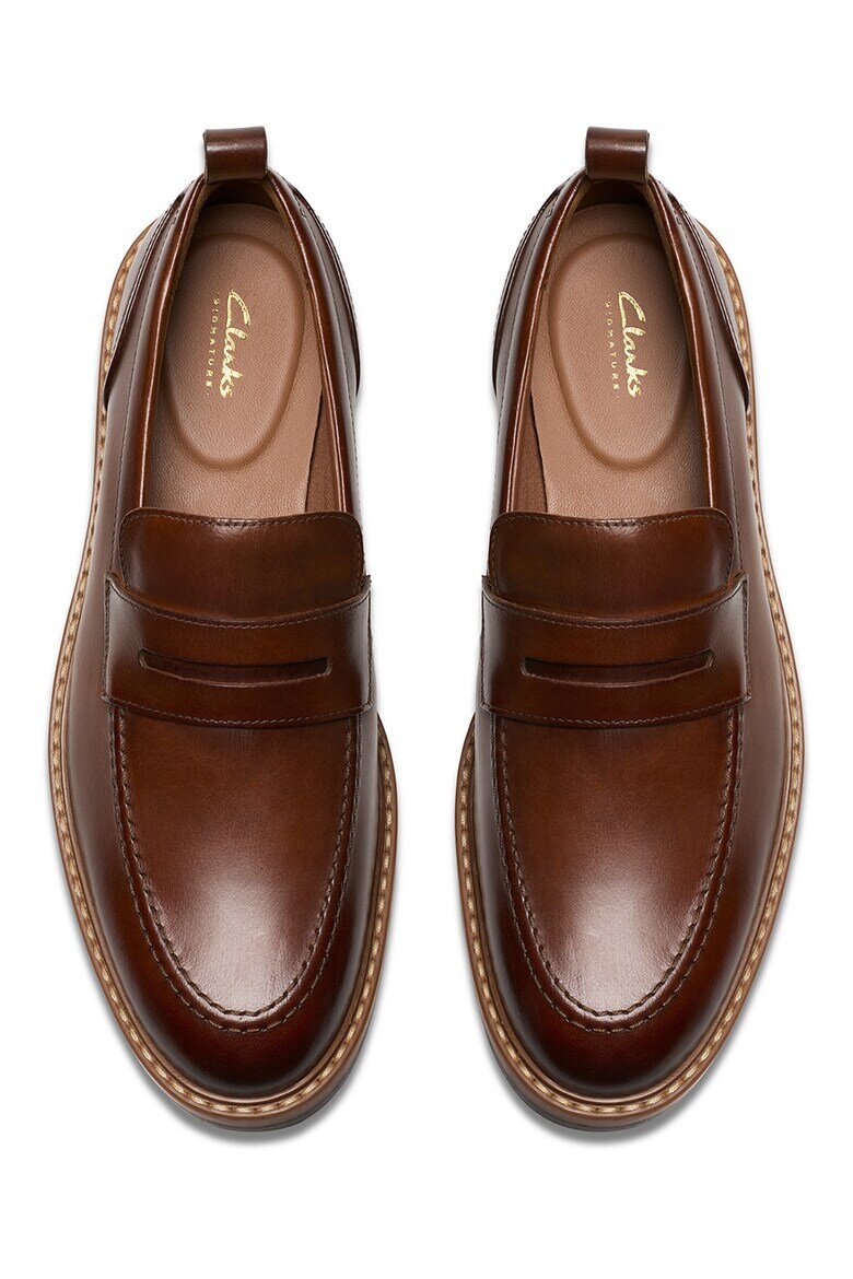 Clarks Кожени мокасини Aldwin Step Коняк кафяв
