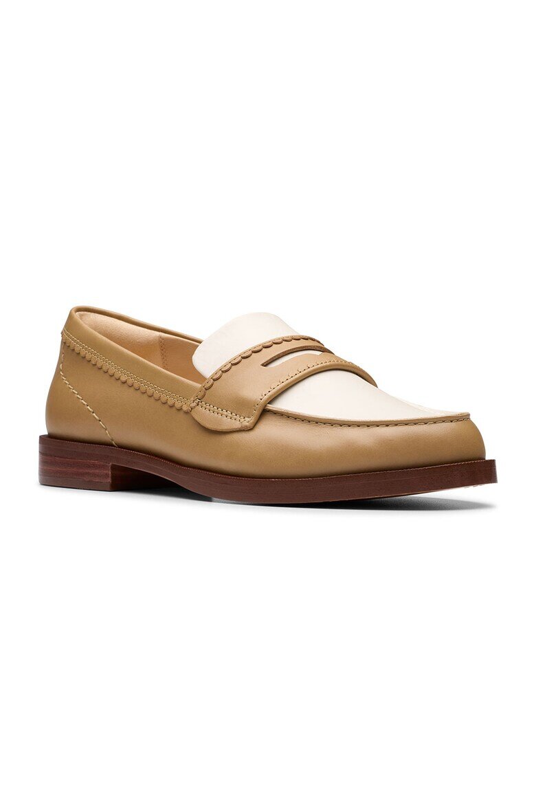Clarks Кожени мокасини Бял/Бежов