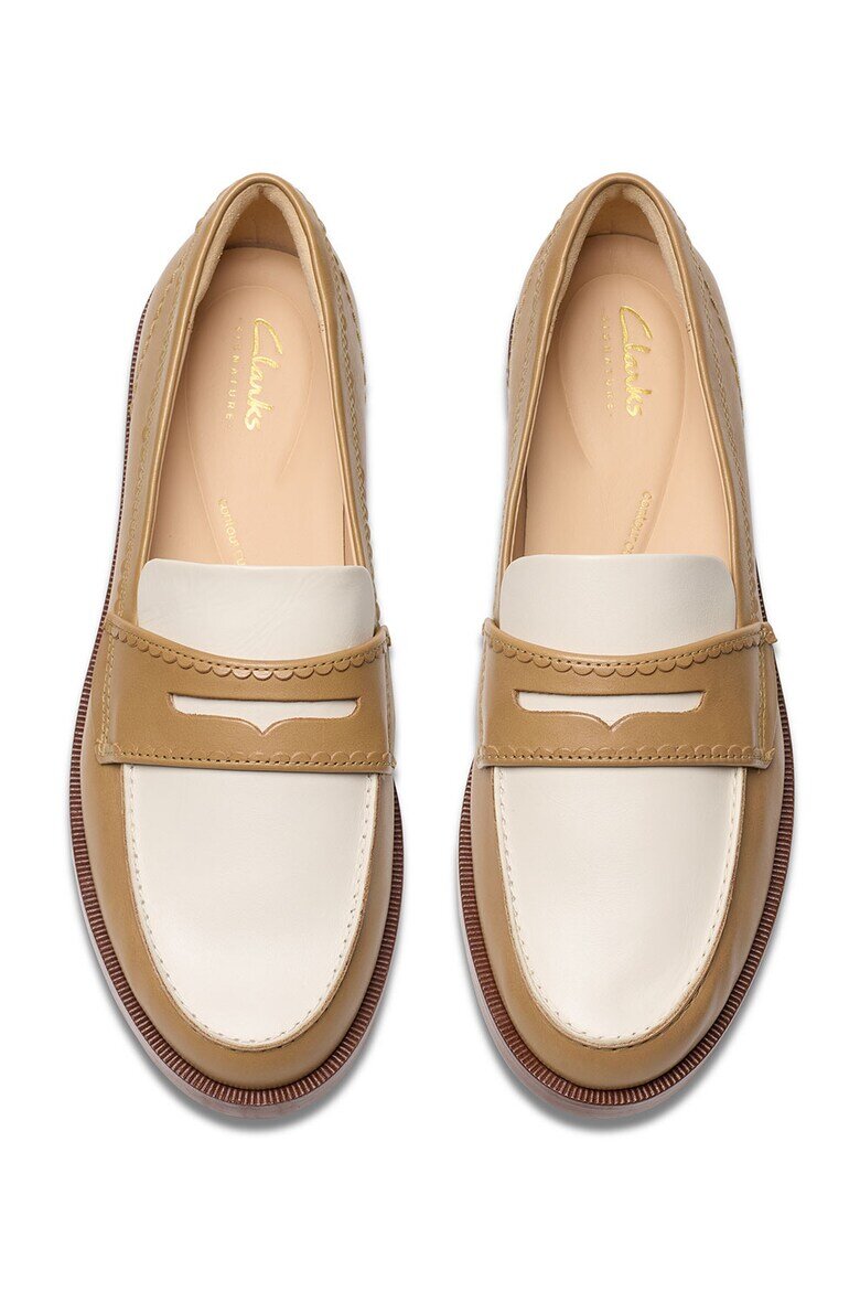 Clarks Кожени мокасини Бял/Бежов