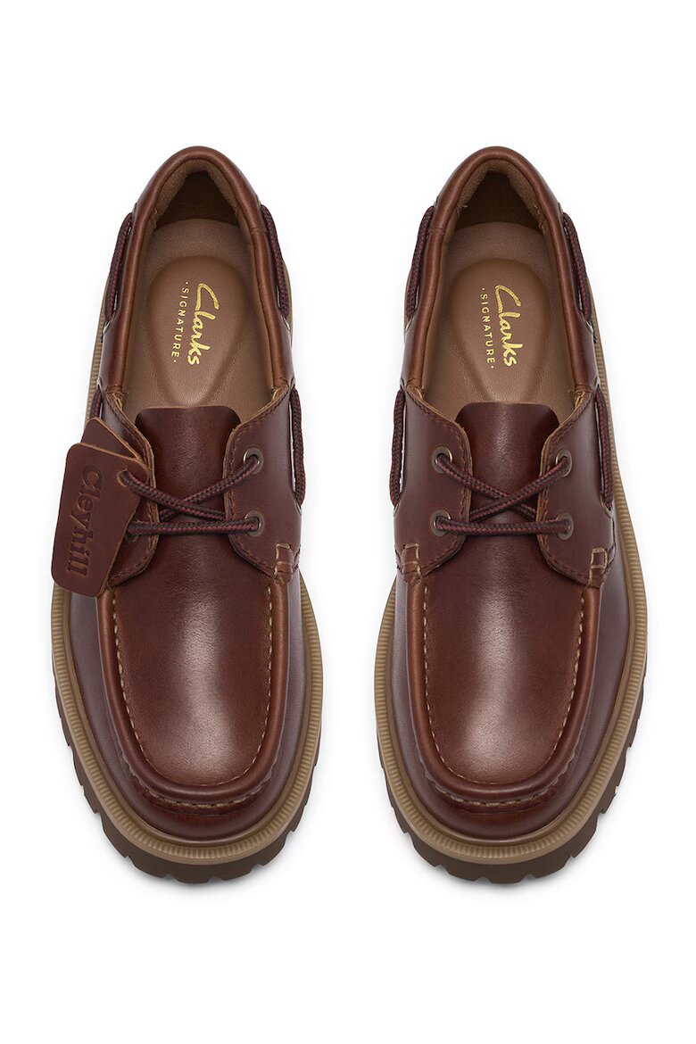 Clarks Кожени мокасини Cleyhill Коняк кафяв