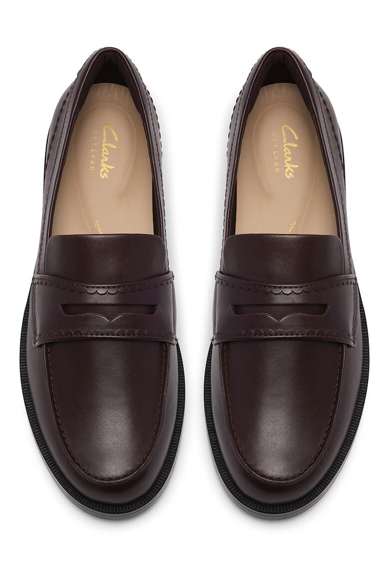 Clarks Кожени мокасини Коняк кафяв