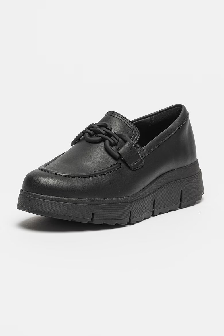 Clarks Кожени мокасини с контрасти Черен
