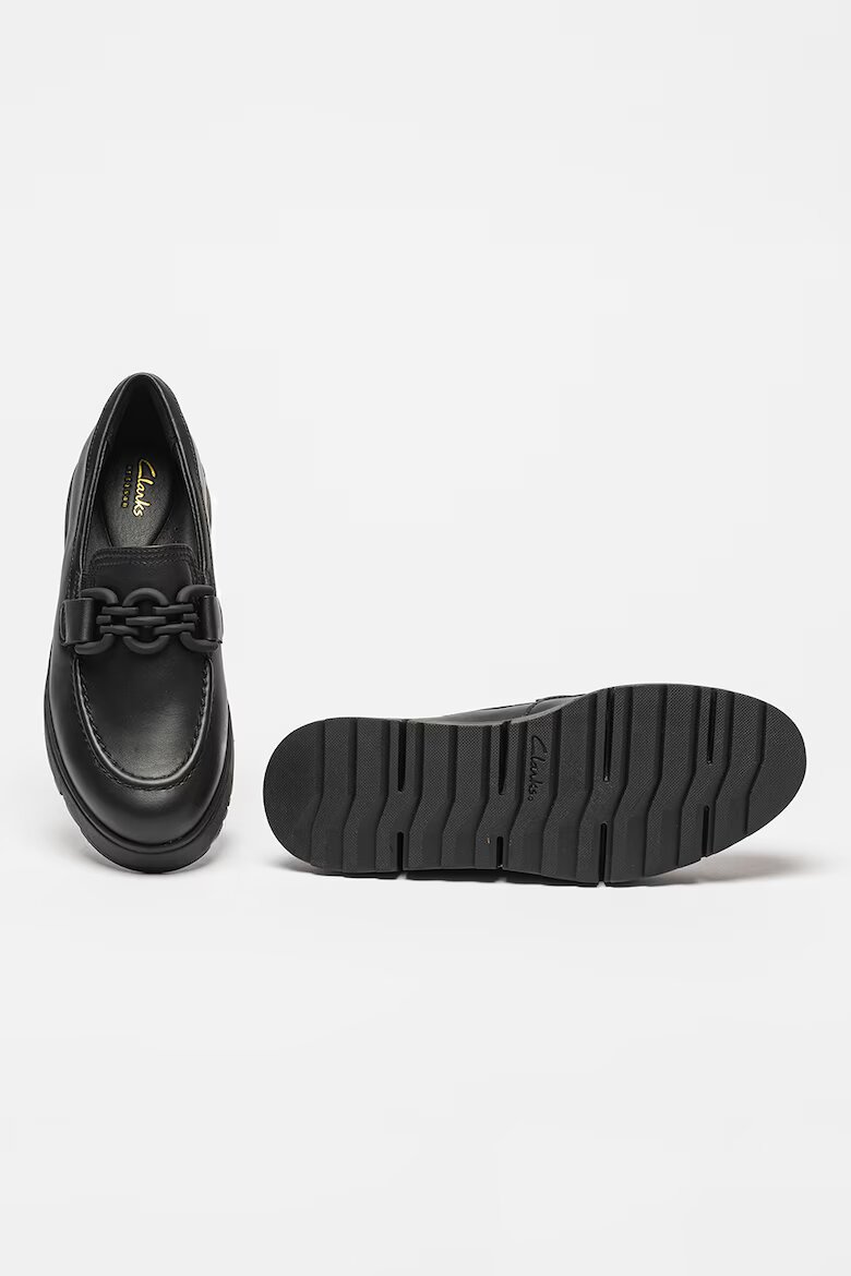 Clarks Кожени мокасини с контрасти Черен