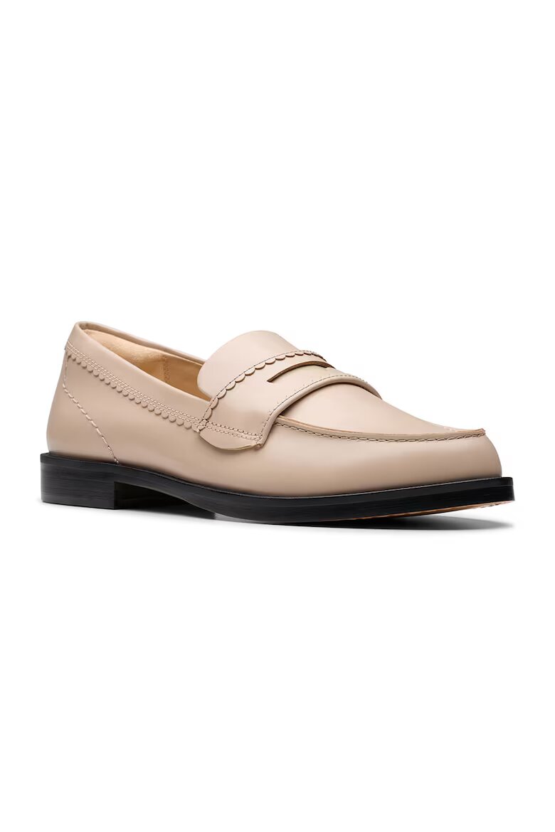 Clarks Кожени мокасини Светло бежово