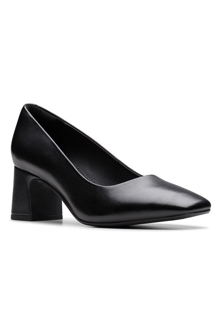 Clarks Кожени обувки Fernie-Court с масивен ток Черен