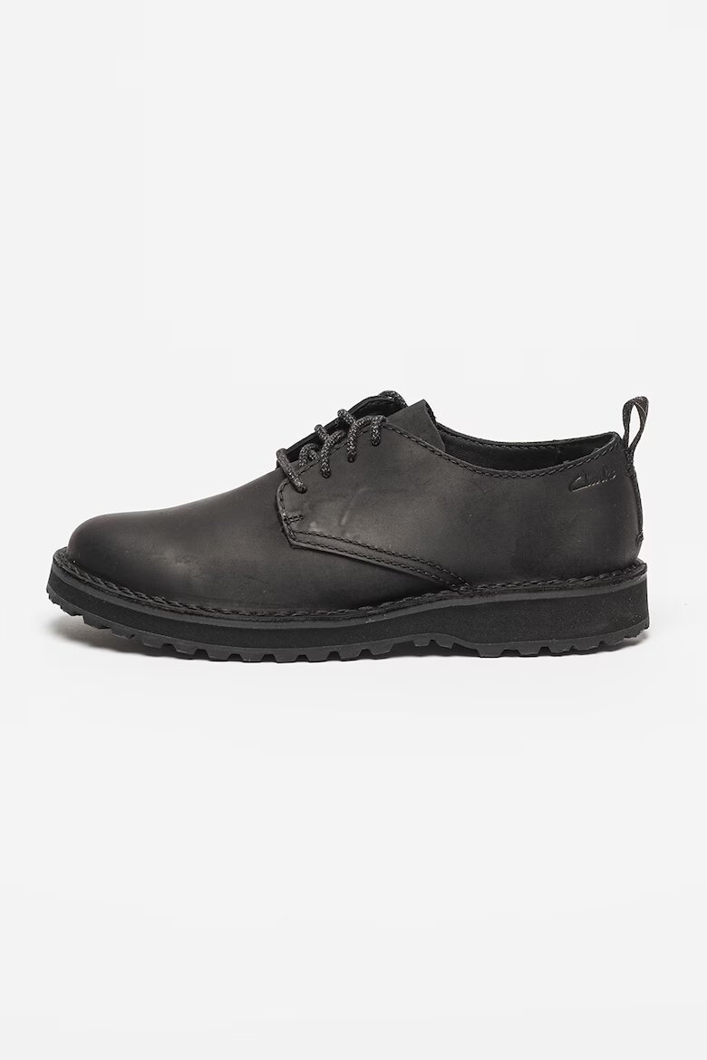 Clarks Кожени обувки с лого Черен