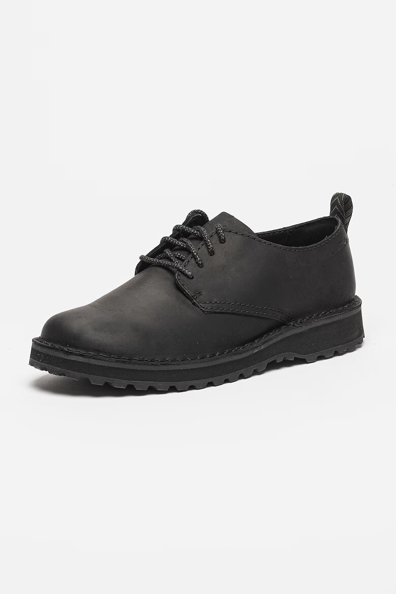 Clarks Кожени обувки с лого Черен
