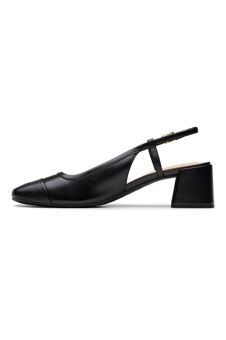 Clarks Кожени обувки с отворена пета и масивен ток Черен