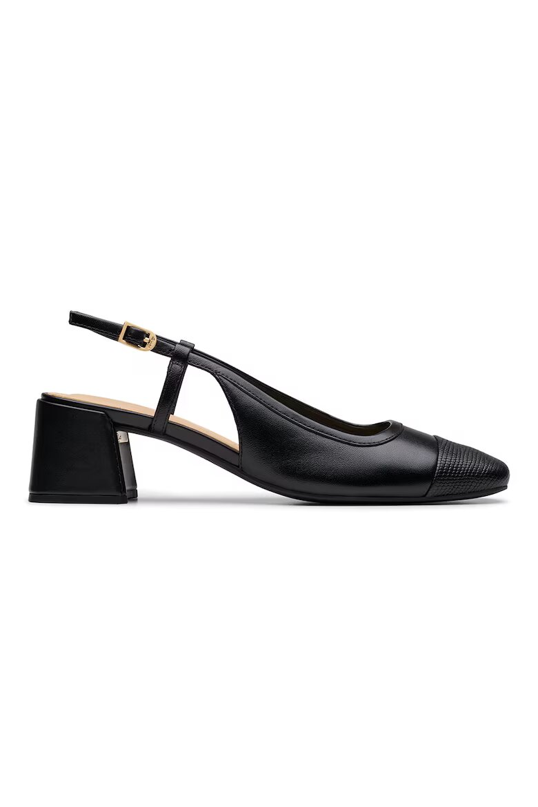Clarks Кожени обувки с отворена пета и масивен ток Черен