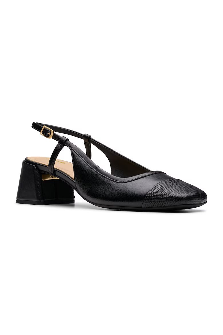 Clarks Кожени обувки с отворена пета и масивен ток Черен