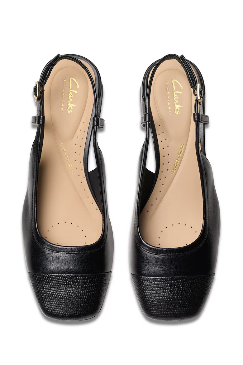 Clarks Кожени обувки с отворена пета и масивен ток Черен