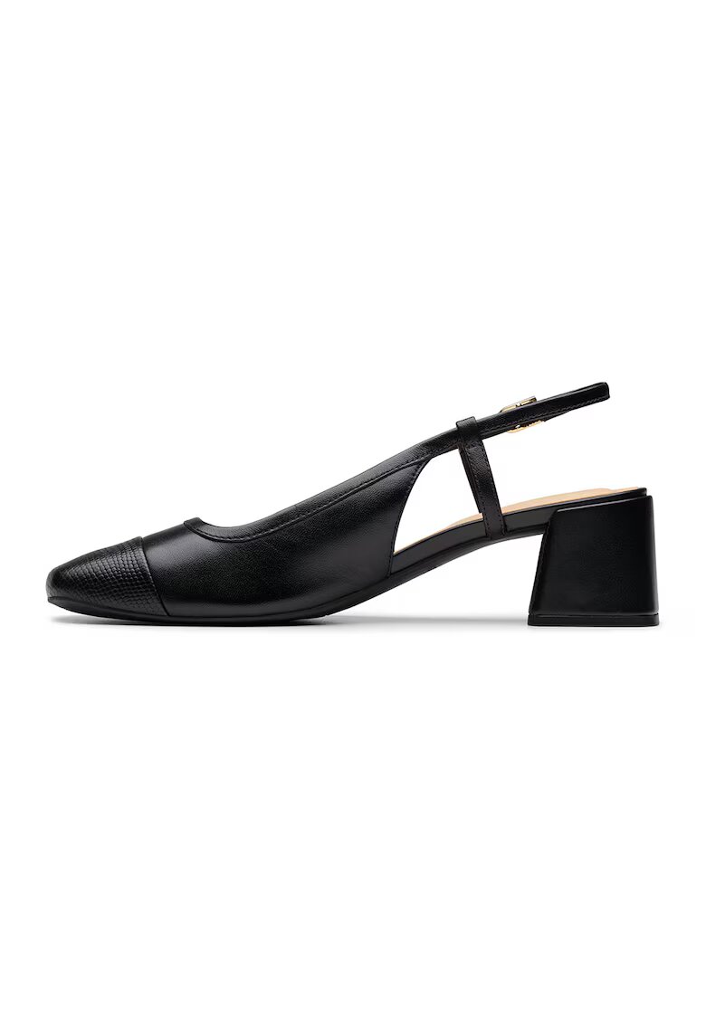 Clarks Кожени обувки с отворена пета и масивен ток