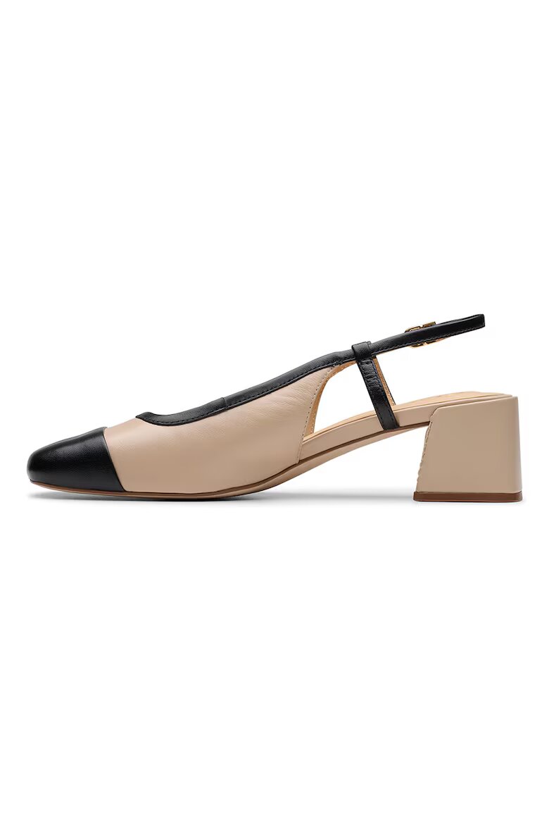 Clarks Кожени обувки с отворена пета и масивен ток Черен/Бежов